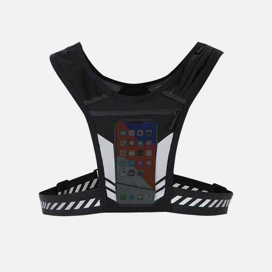Løbevest m. mobilholder og reflekser